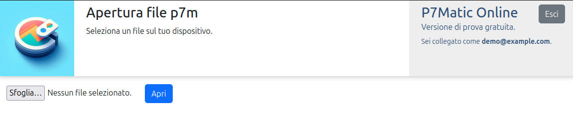 Seleziona .p7m dal tuo PC